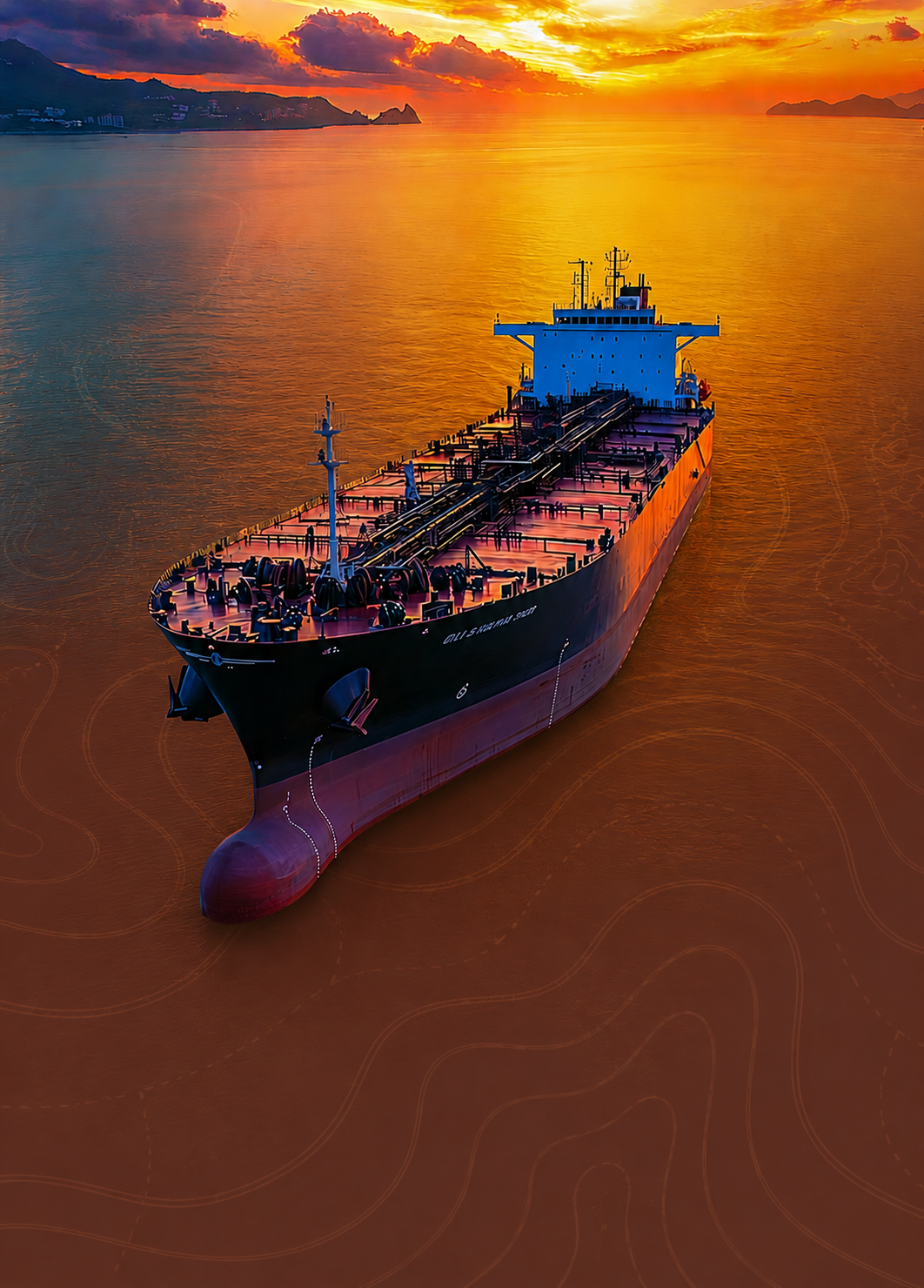 Pétrolier en mer, opérations maritimes d'Okapi Energy Group.